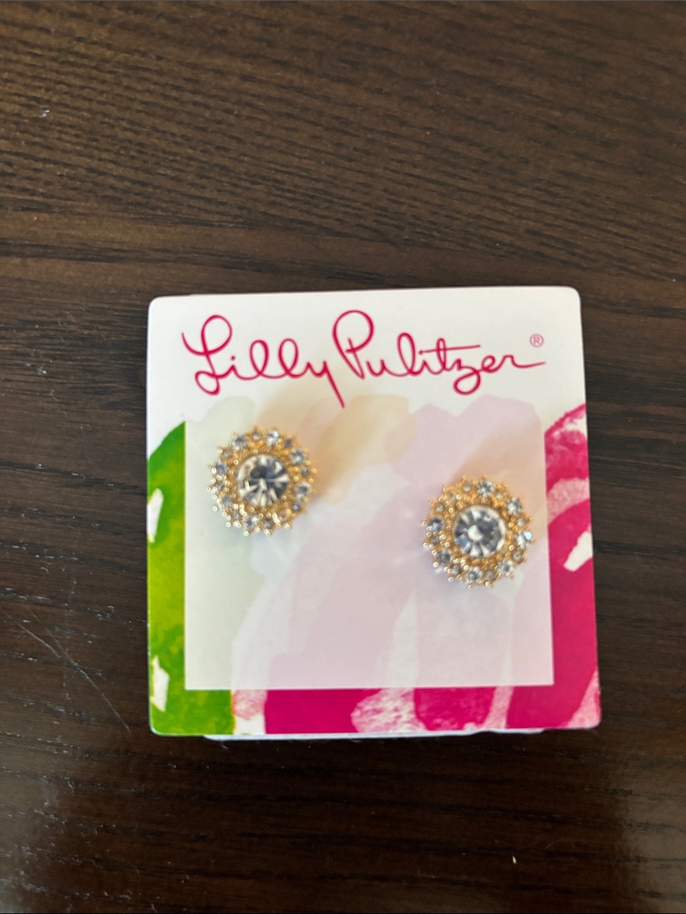 Lilly Pulitzer Gold and Clear Crystal Sunburst Stud Earrings